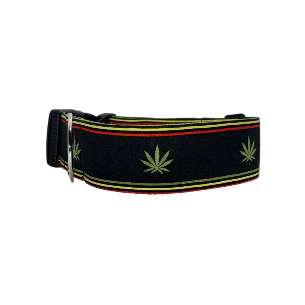 2” Black Cannabis Dog Collar